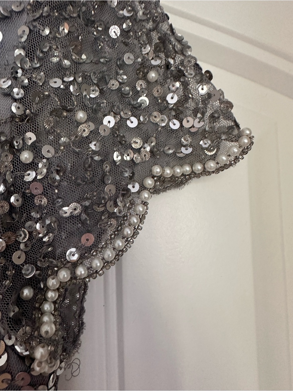 Adrianna Papell Silver Beaded Maxi Gown - Picture 8 of 11